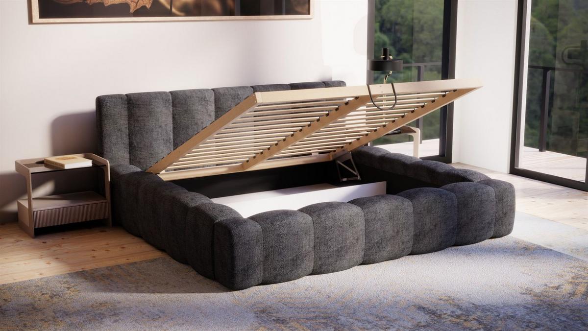 POLSTERBETT Lizeth In Perfect Harmony - Anthrazit, Holzwerkstoff/Textil (140/200cm) - Fun Möbel