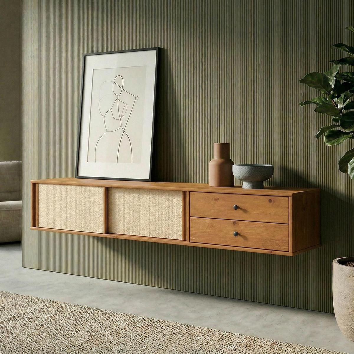 LOWBOARD SIMONA Eiche - Eichefarben, Holz (175/30/34cm) - IDIMEX