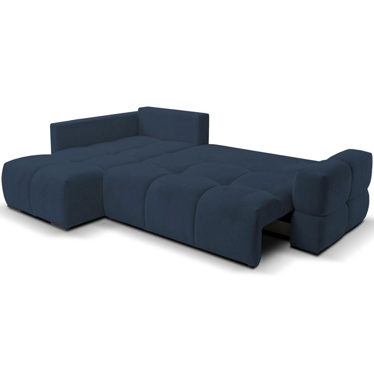 ECKSOFA Taremi mit Chenillebezug Marineblau, beidseitig - Schwarz/Dunkelblau, Textil (267/185cm) - Selsey