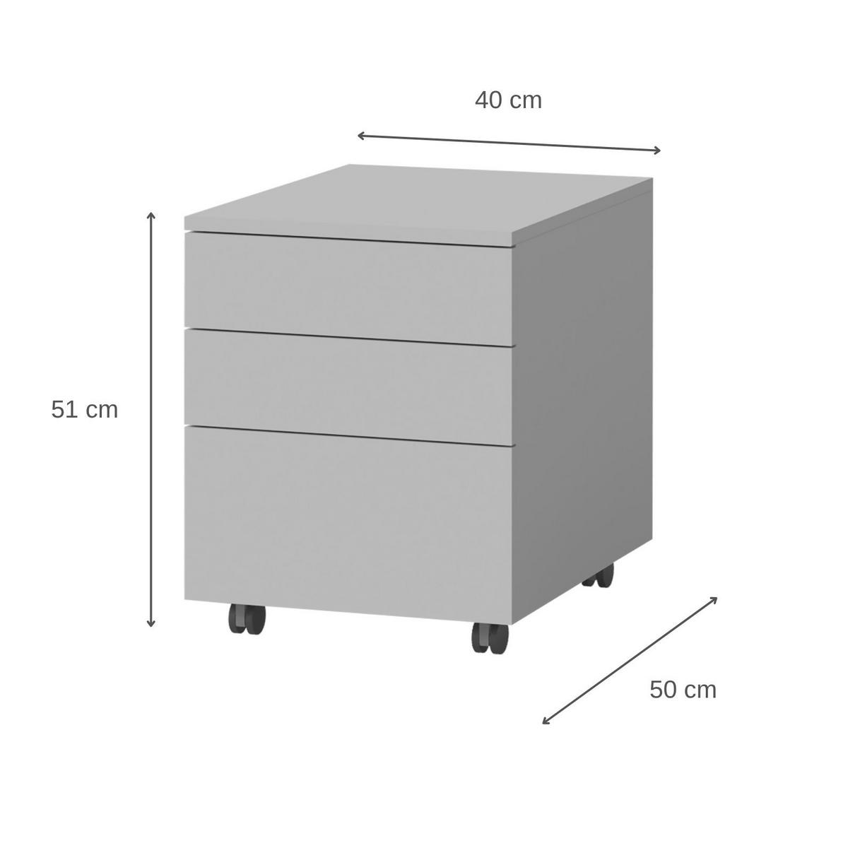 ROLLCONTAINER Largo mit 3 Schubladen, Push-to-Open, 40 cm, Kaschmir - Kaschmir, Holzwerkstoff (40/51/50cm) - Beautysofa