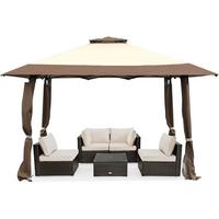 PAVILLON Braun - Braun, Textil (395/284/395cm) - COSTWAY
