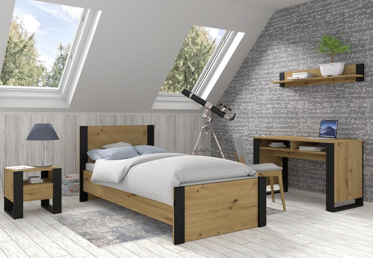 SCHREIBTISCH Artisan Eiche, Schwarz 120/75/55 - Schwarz, Holzwerkstoff (90/50/75cm) - RAUMHIRSCH FURNITURE