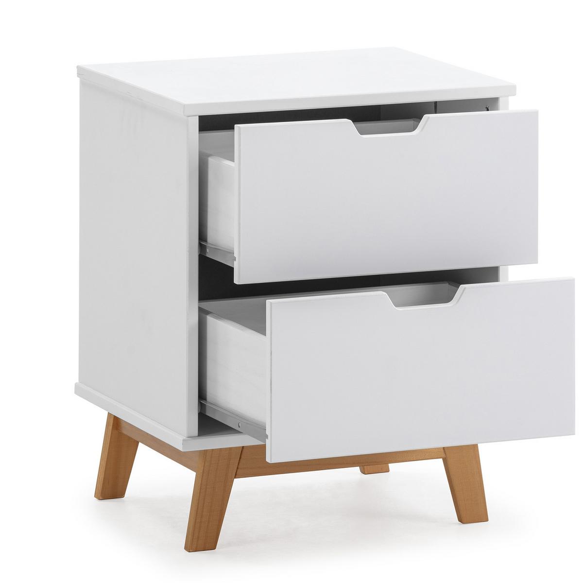 NACHTTISCH Miranda 2 Schubladen Weiß - Weiß, Holz (43/52/35cm) - VS Venta-stock