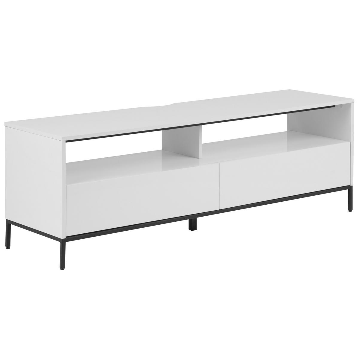 TV-MÖBEL LED Weiß/Schwarz Sydney - Schwarz/Weiß, Holzwerkstoff (150/52/42cm) - Beliani