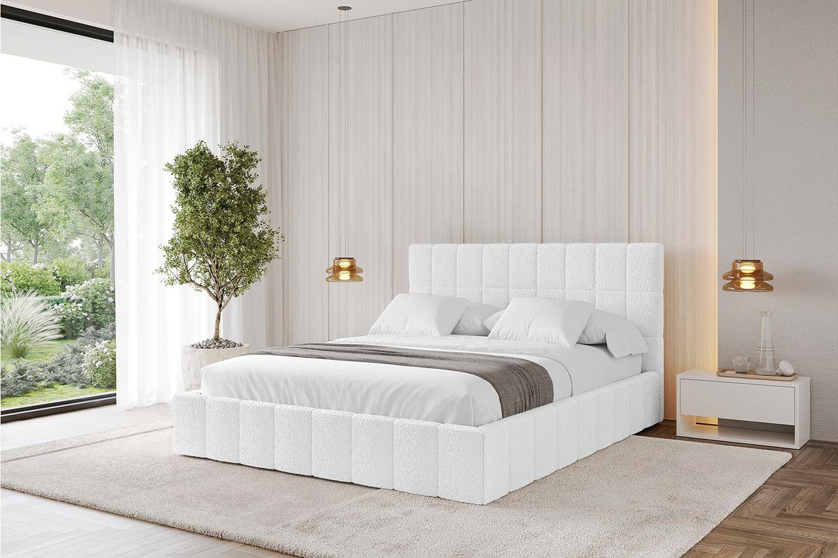POLSTERBETT mit Bettkasten und Lattenrost, Boxbett ohne Matratze - AMEA 120x200 Weiß - Weiß, Holzwerkstoff/Textil (120/200cm) - ALTDECOR