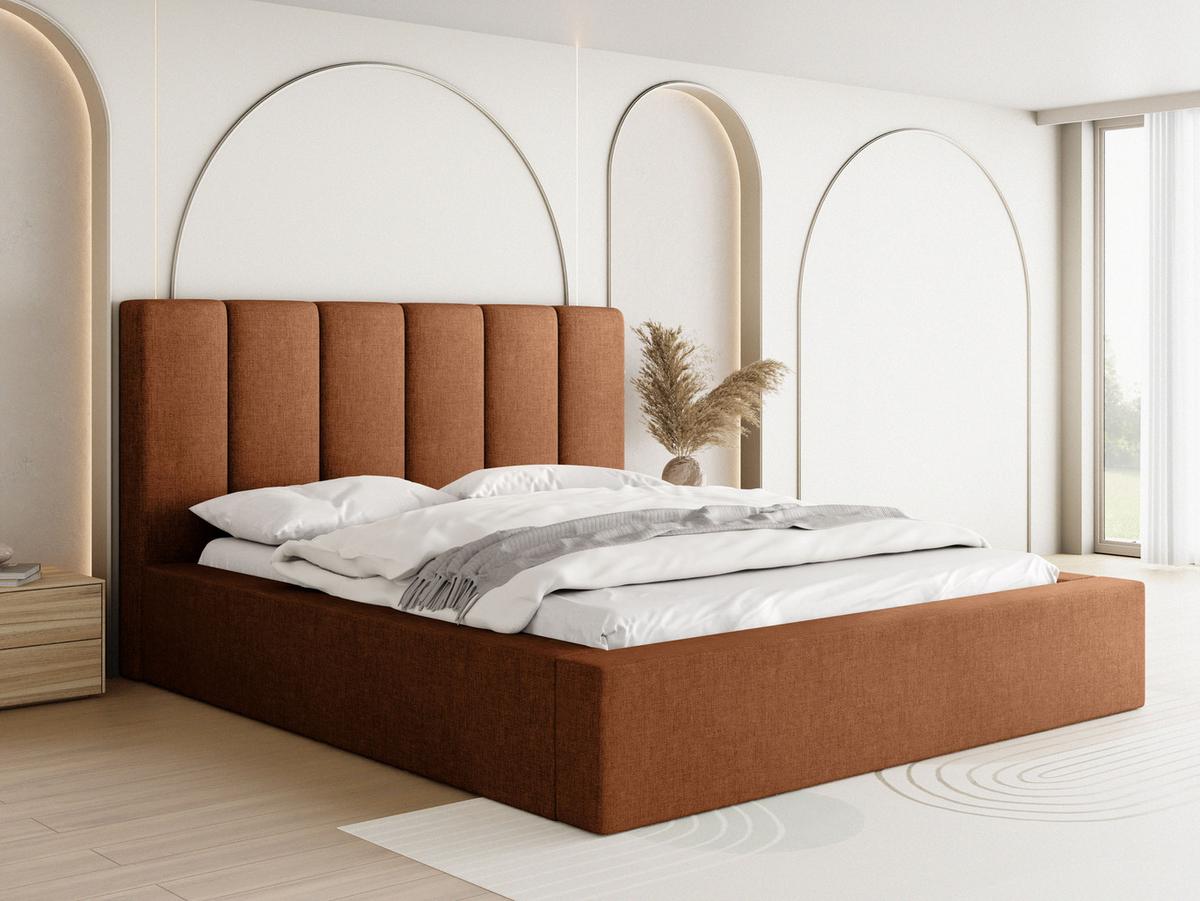 POLSTERBETT Amira - Birkefarben/Terracotta, Holzwerkstoff/Kunststoff (200/200cm) - WFL GROUP