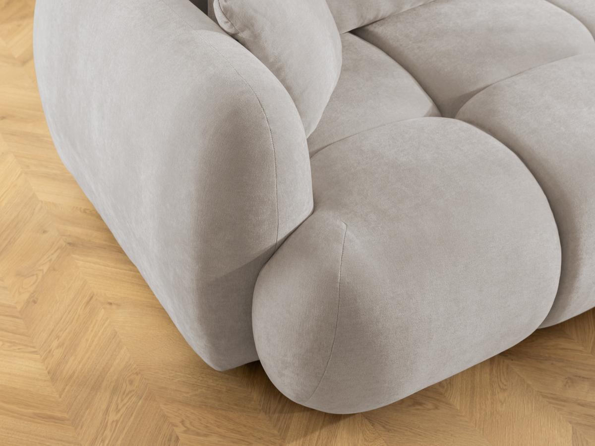 ECKSOFA Loretto aus natürlichem Beige Webstoff mit Schlaffunktion, Bettkasten und tiefen Steppungen in Bubble-Optik - Beige/Schwarz, Holz/Kunststoff (275/180cm) - S-Style