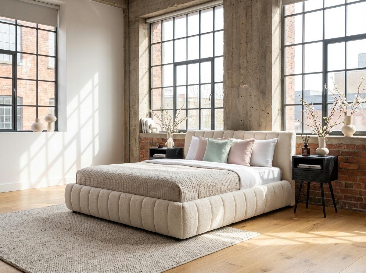 POLSTERBETT ALIOTTA Cremeweiß Bouclé - Creme, Textil (200/200cm) - KAWOLA