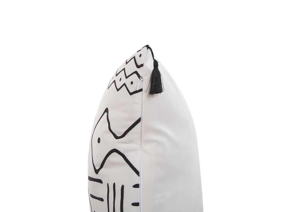 DEKOKISSEN 2er-Set Weiß 45/45 cm Schefflera - Weiß, Textil (45/45cm) - Beliani