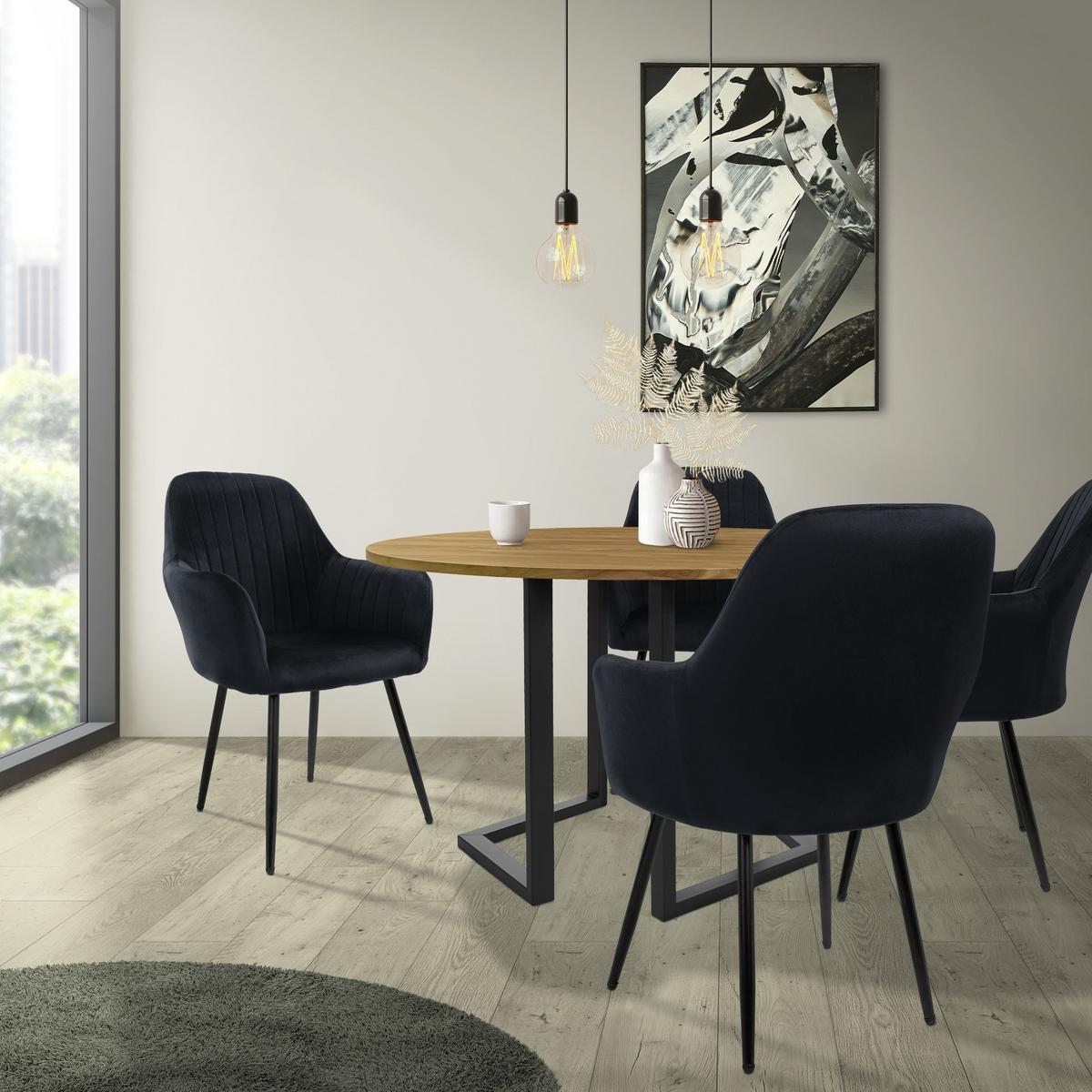 ESSZIMMERSTUHL 4er Set Schwarz Samt - Schwarz, Metall (60/84/58cm) - ML-DESIGN