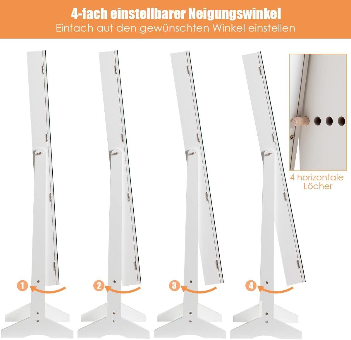 SCHMUCKSCHRANK abschließbar Weiß - Weiß, Holz (41/146/37cm) - COSTWAY