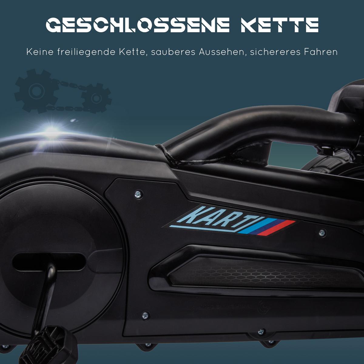 KINDER GO KART TRETAUTO, Schwarz, Kunststoff, Metall - Schwarz, Metall (100/58/58.5cm) - HOMCOM