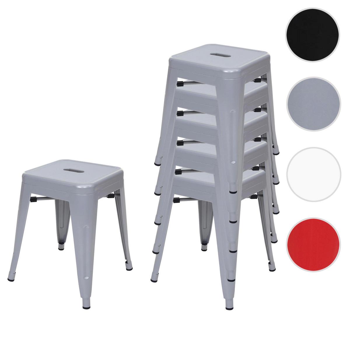 HOCKER METALL Grau 6er-Set - Grau, Metall (39/46/39cm) - MCW