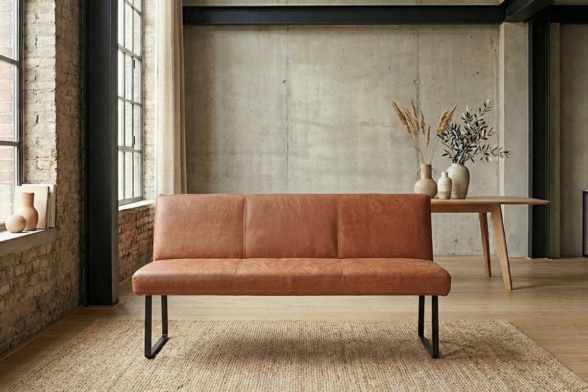 ESSZIMMERBANK ELEEN Braun Leder - Braun, Leder (143/85/69cm) - KAWOLA