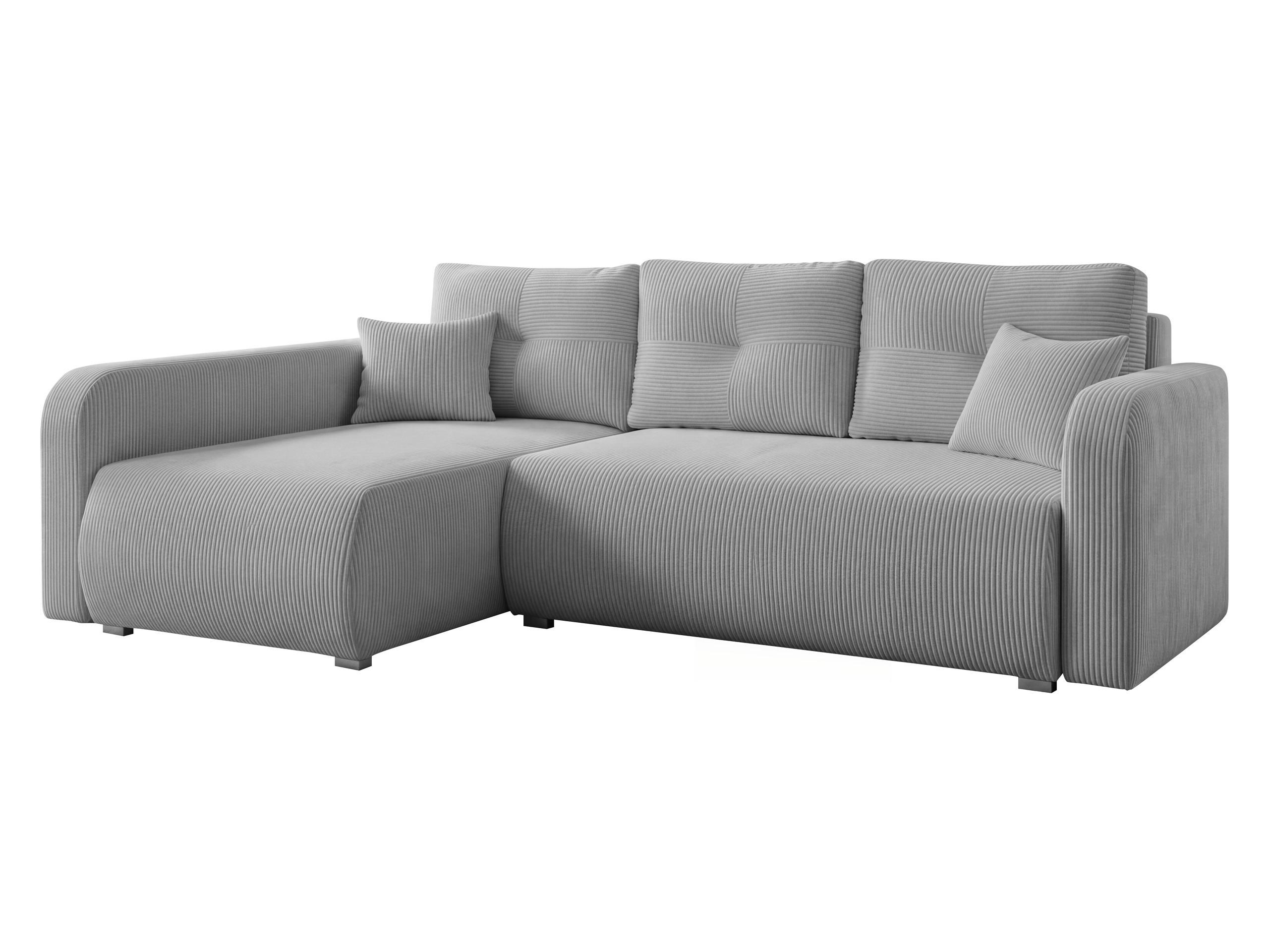 ECKSOFA Viena Cord, Seite: Links - Silberfarben/Hellgrau, Holz/Kunststoff (234/145cm) - MIRJAN24
