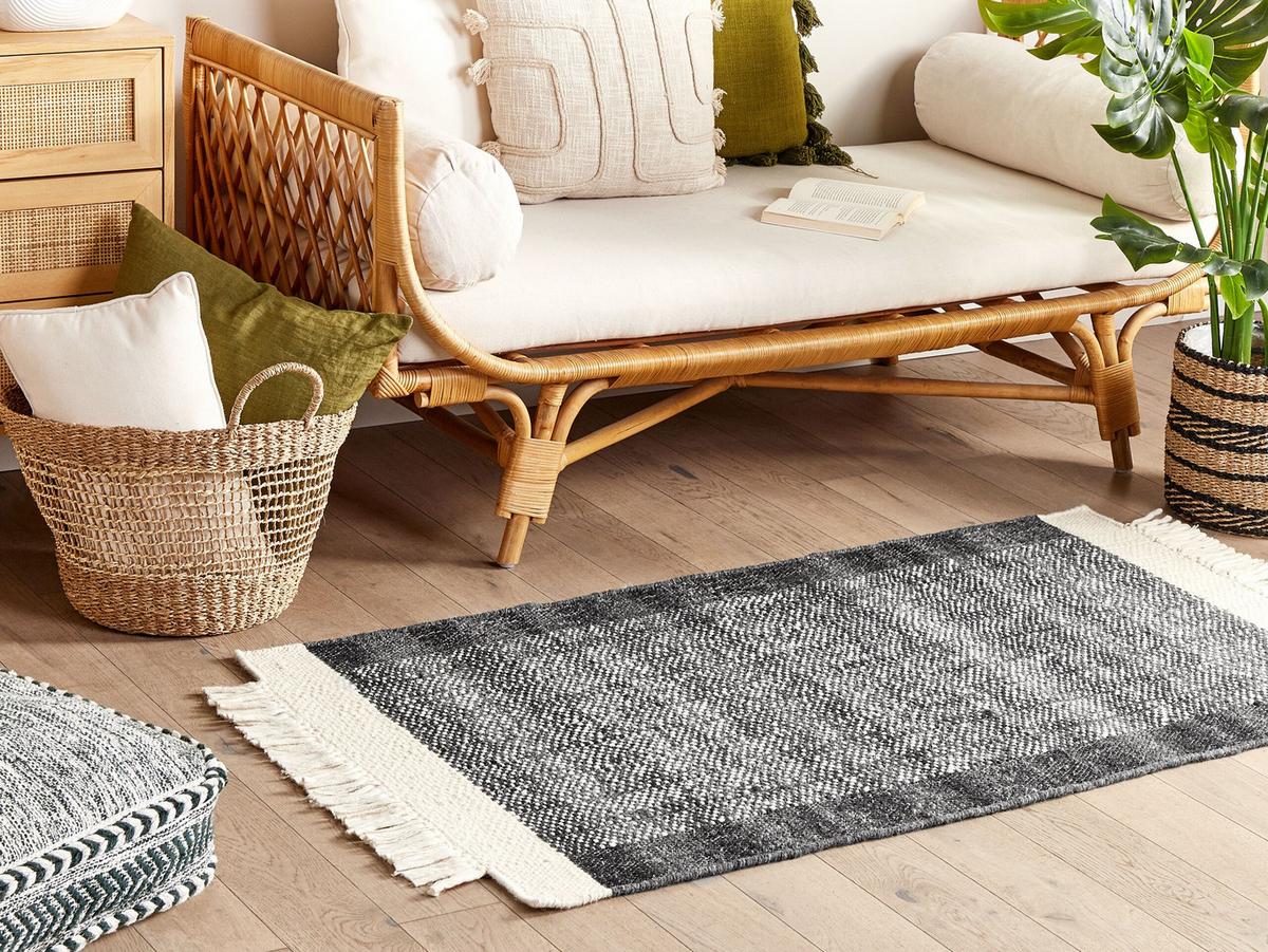 KURZFLOR-TEPPICH Atlanti 150/80 cm - Schwarz, Textil (80/150cm) - Beliani