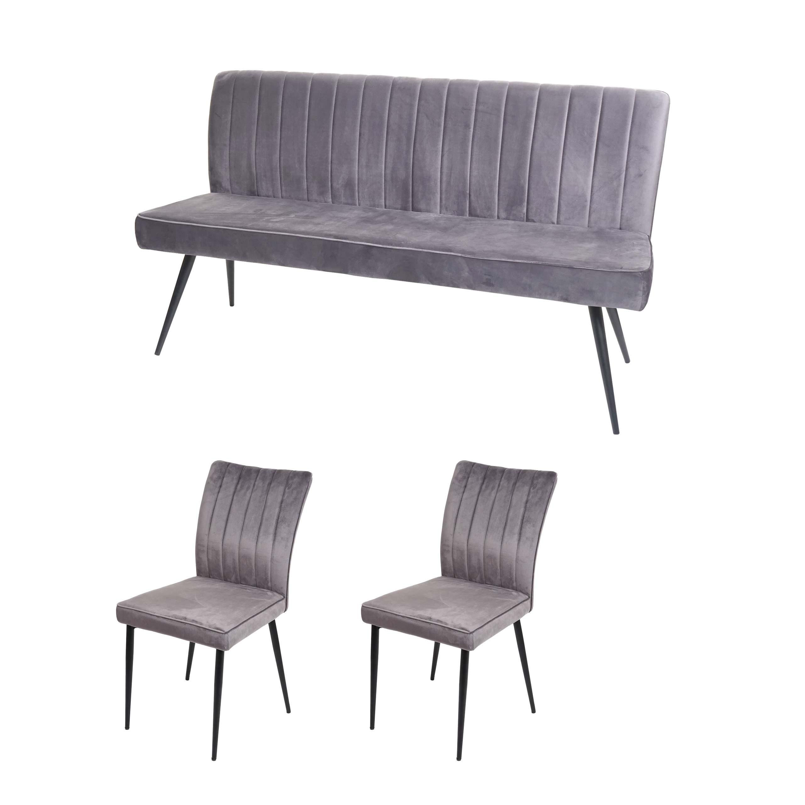 ESSZIMMER-SET Grau 3er-Set - Grau, Textil (160/90/64cm) - MCW