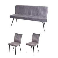 ESSZIMMER-SET Grau 3er-Set - Grau, Textil (160/90/64cm) - MCW