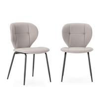 STÜHLEN (Set aus 2) mit schwarzen metallbeinen - maura 50/57,5/49 cm - Beige, Kunststoff (57.5/49/50cm) - Calicosy