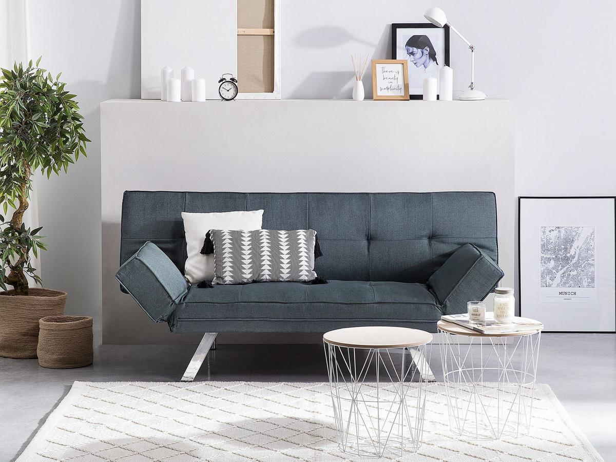 3-SITZER-SCHLAFSOFA Polsterbezug Dunkelblau Bristol - Dunkelblau, Textil (180/84/74cm) - Beliani