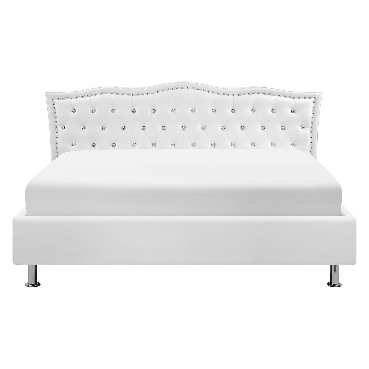 BETT 160/200cm Weiß Metz - Weiß, Textil (160/200cm) - Beliani