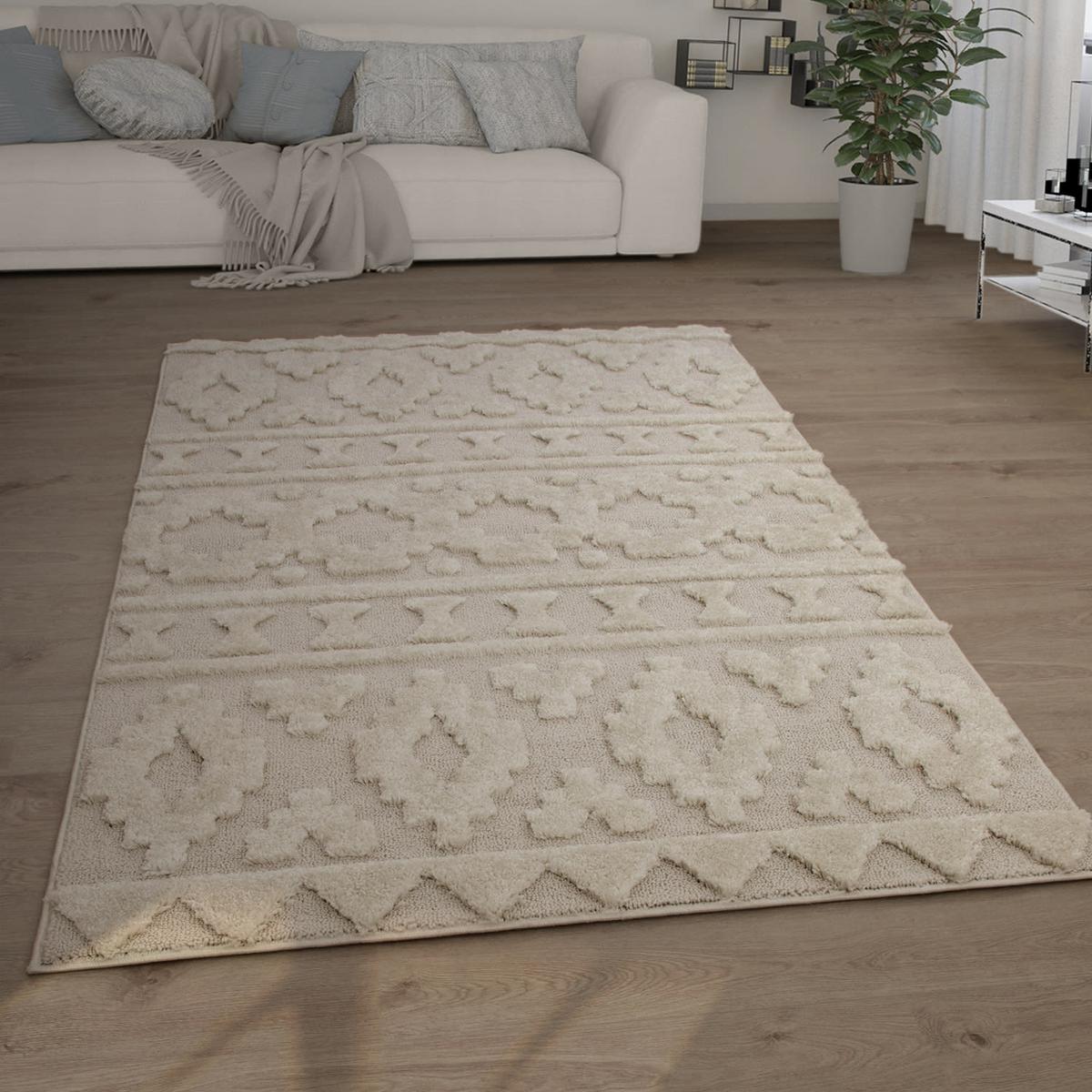 HOCHFLORTEPPICH, mit 3D-Struktur, aus Polypropylen, Creme, 60 x 100 cm - Beige, Textil (100/60cm) - KADIMA DESIGN