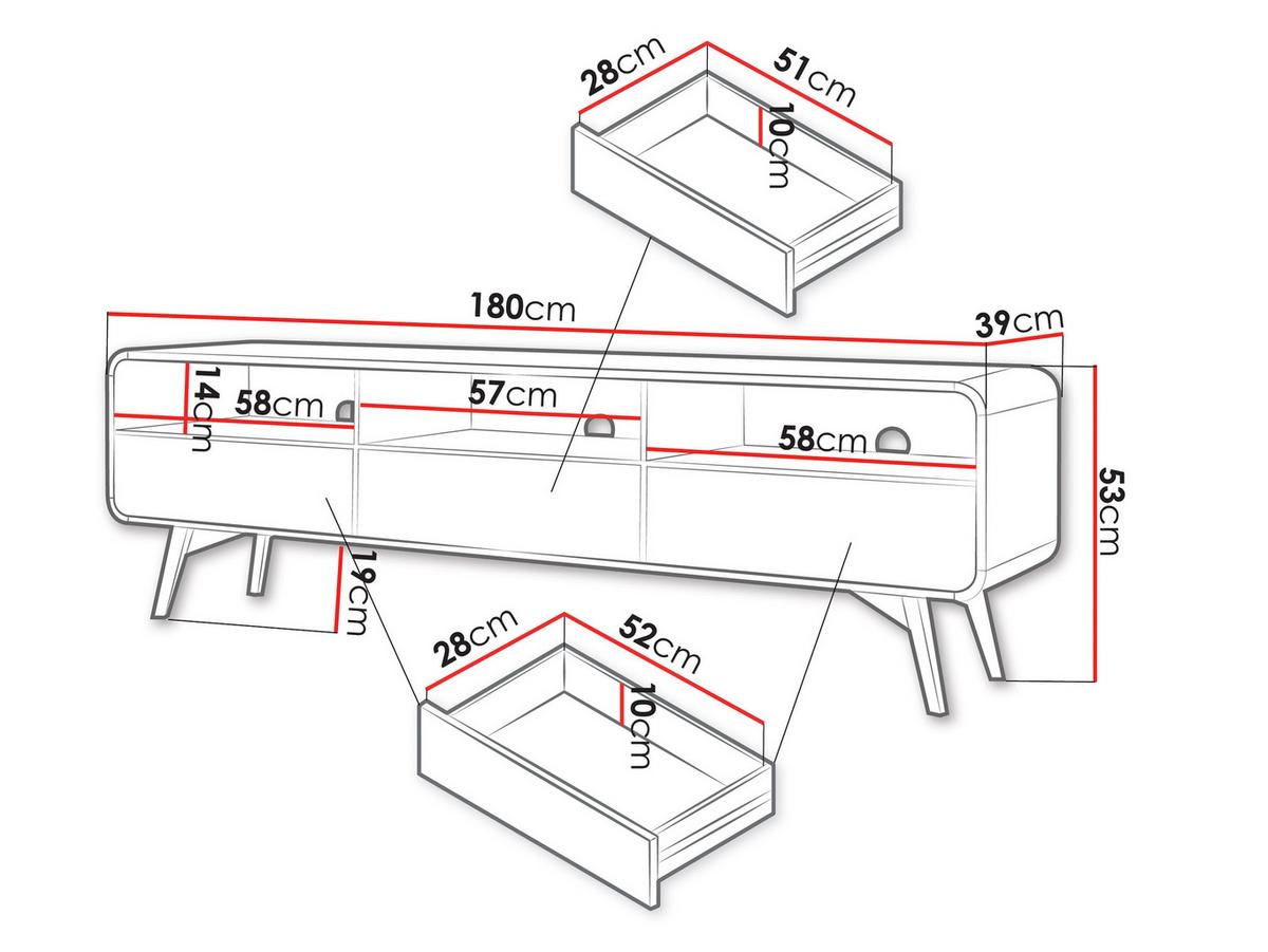 TV-LOWBOARD Helion RTV180 - Nussbaumfarben, Holz/Holzwerkstoff (180/53/39cm) - MIRJAN24