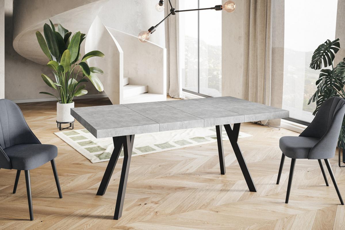 QUADRATISCHER Esstisch ausziehbar – Moderner Wohnzimmertisch und Küchentisch – Tisch mit Holzbeinen, Durchmesser 120 cm - 220 cm - Farbe Graphit - Schwarz/Grau, Holzwerkstoff (120/120/77cm) - Alpi-Möbel