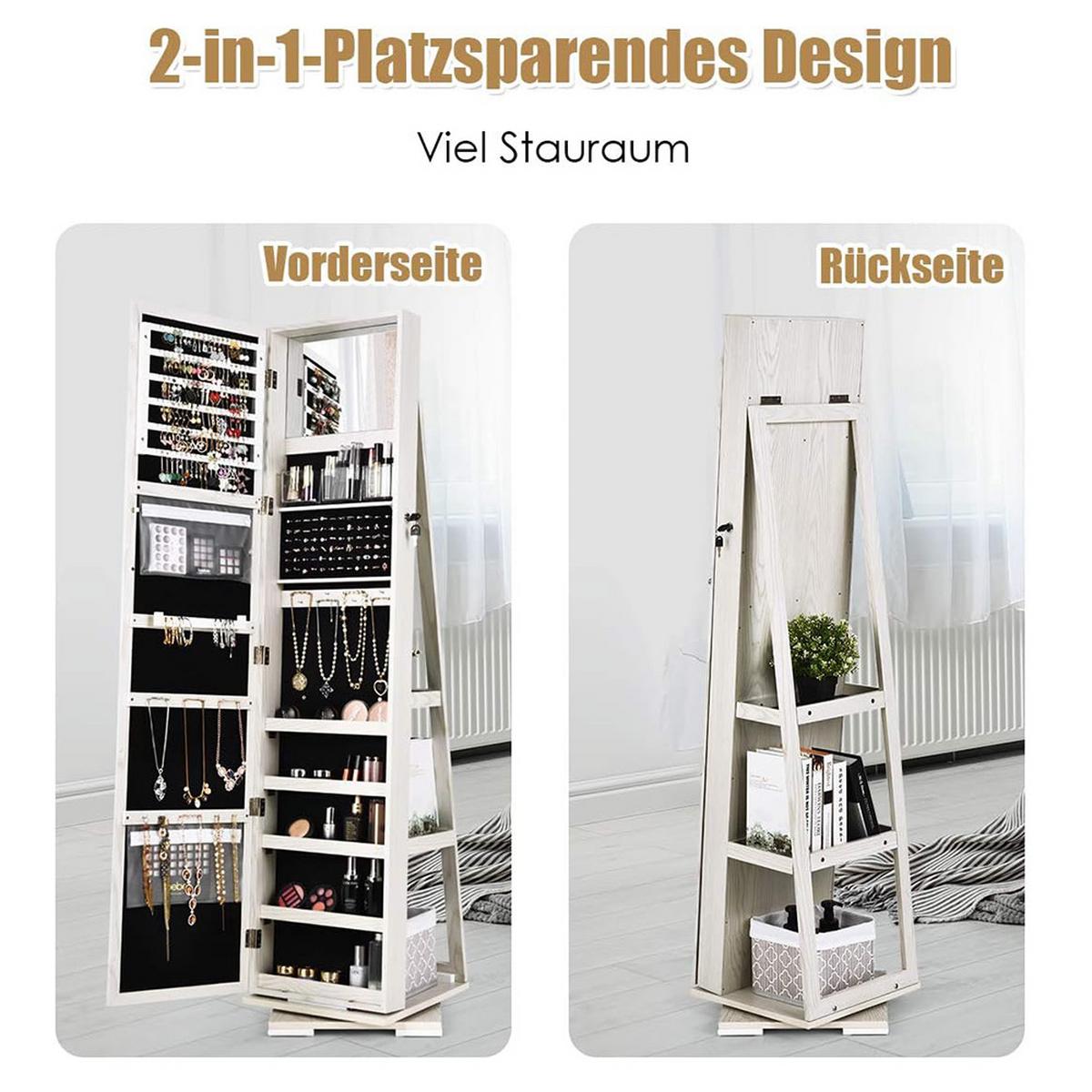 SCHMUCKSCHRANK 161cm Weiß - Weiß, Holz (39/161/39cm) - COSTWAY