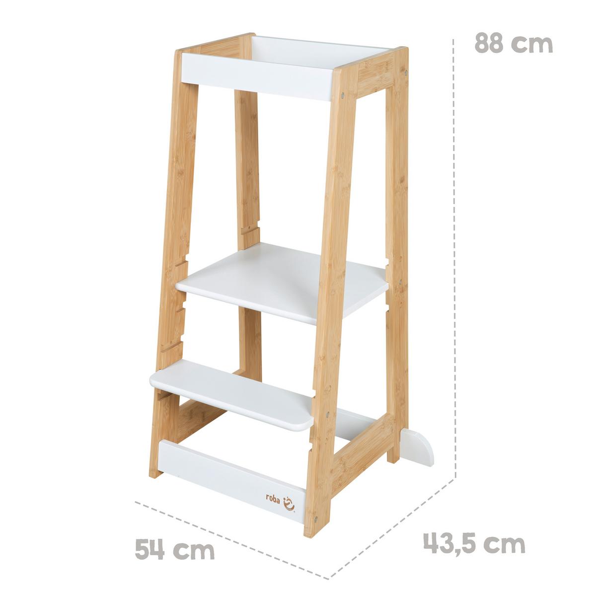 LERNTURM Bambus - Weiß - Weiß, Holz (54/88/43.5cm) - Roba