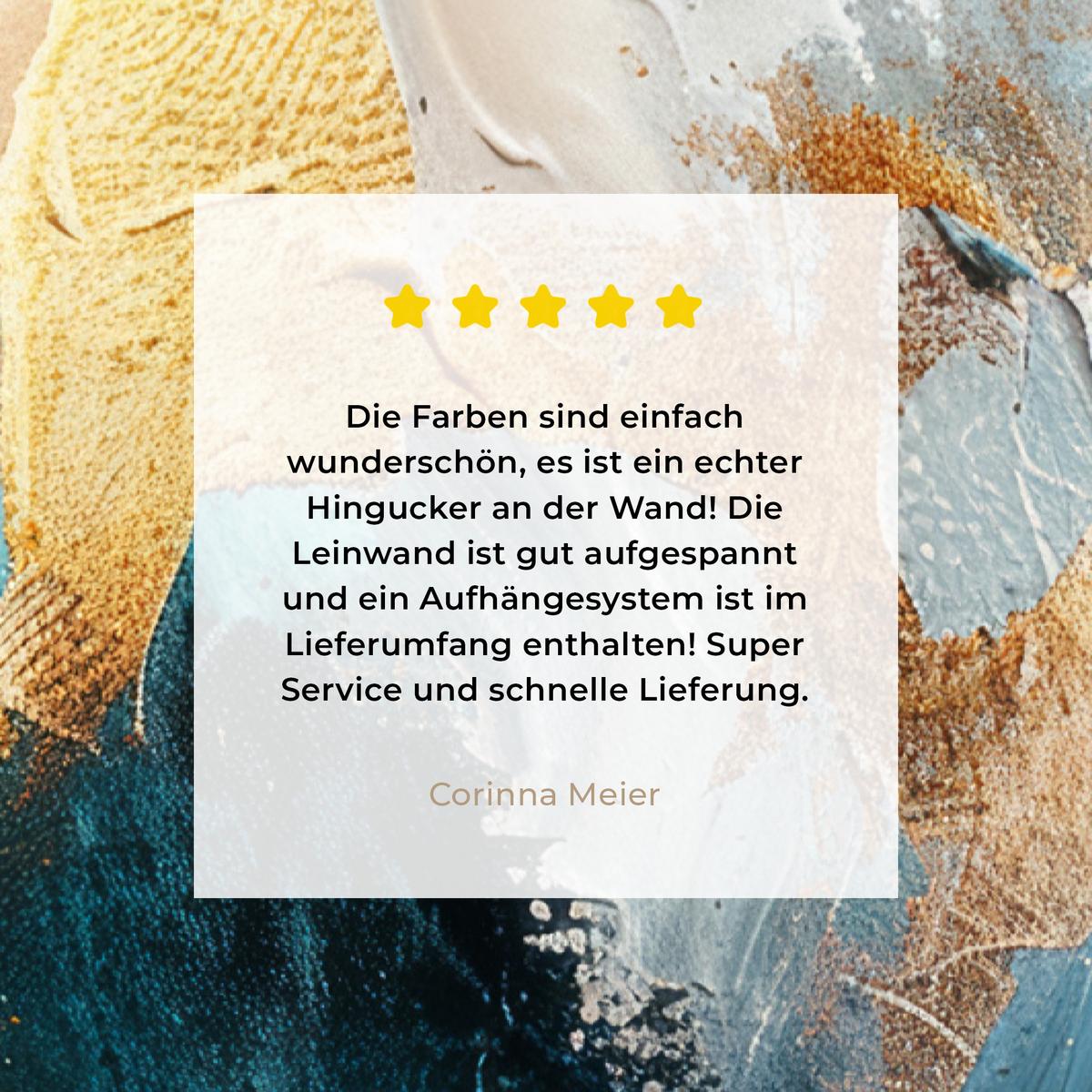 LEINWANDBILD Abstrakt - Kunst - Gold - Blau Wanddeko 40x60 cm - Petrol, Textil (40/60cm) - MuchoWow