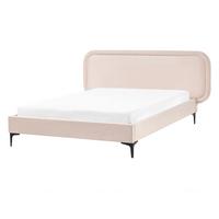 BETT mit Lattenrost 140/200 cm Samtstoff Hellbeige Suzette - Beige, Textil (140/200cm) - Beliani
