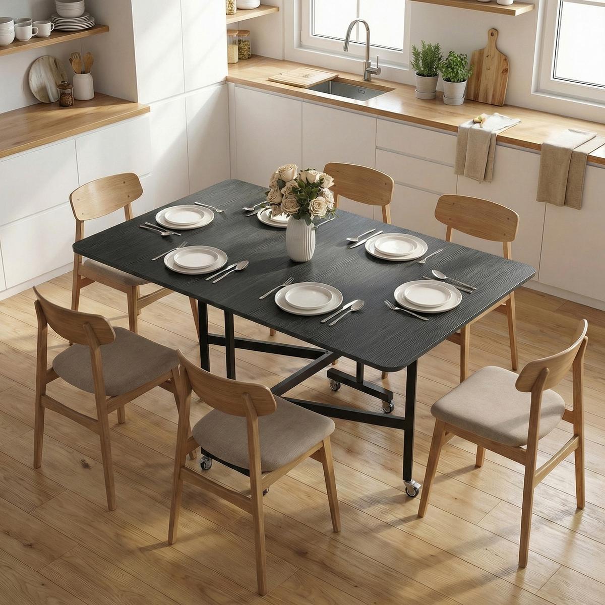 ESSTISCH klappbar aus Spanplatte Stahl Schwarz - Schwarz, Holzwerkstoff (120/80/73cm) - HOMCOM