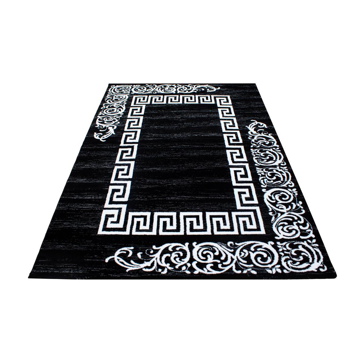 TEPPICH Kurzflor ASPEN in Schwarz, mit Mäander-Muster, 80 x 150 cm - Schwarz, Textil (150/80cm) - KADIMA DESIGN