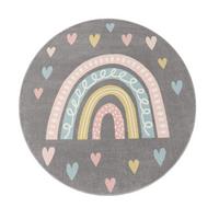 KINDERTEPPICH, mit Regenbogen-Motiv, Grau, Ø 120 cm - Grau, Textil (120/120cm) - KADIMA DESIGN