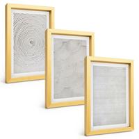 BILDER SET 3er Set - 20x30 cm Goldrahmen - Geometrische Kartonmuster - Goldfarben, Kunststoff (20/30cm) - TULUP