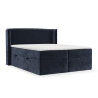 BOXBETT Viva 160/200 cm Marineblau im Lotta Stoff - Schwarz/Dunkelblau, Holz/Holzwerkstoff (160/200cm) - AltaBeds