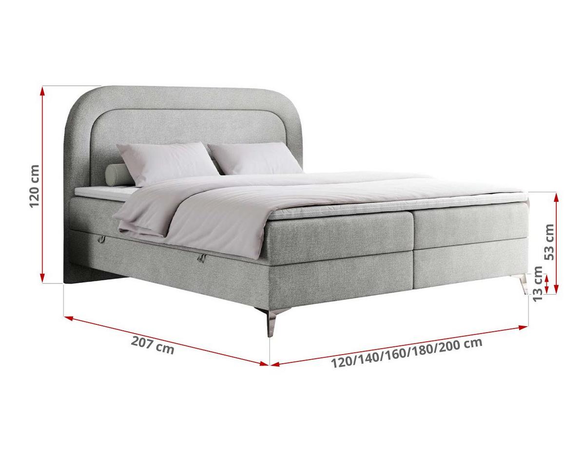 BOXBETT EIRA 120/200 Hellgrau Struktur - H3 - Silberfarben/Hellgrau, Holz/Textil (120/200cm) - MKS