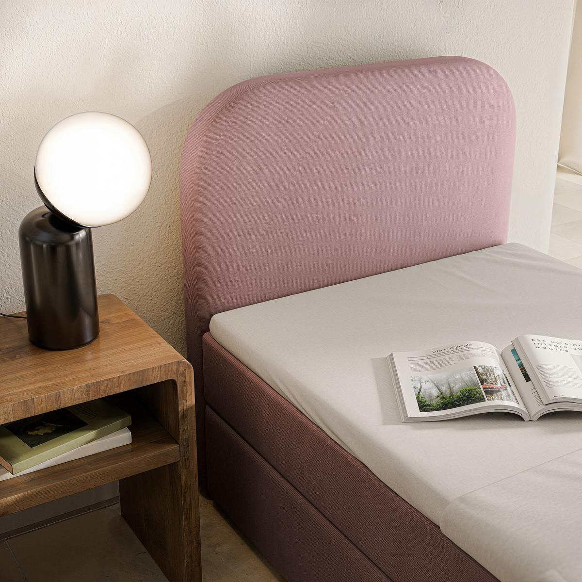 BOXBETT CERIA 80x200 cm mit Matratze und Topper - Rosa - Rosa, Holz/Textil (80/200cm) - MASSENO