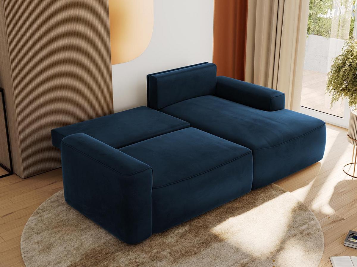 ECKSOFA BELLUNO L Dunkelblau Velvet - Rechts - Blau/Schwarz, Textil (233/144cm) - MKS