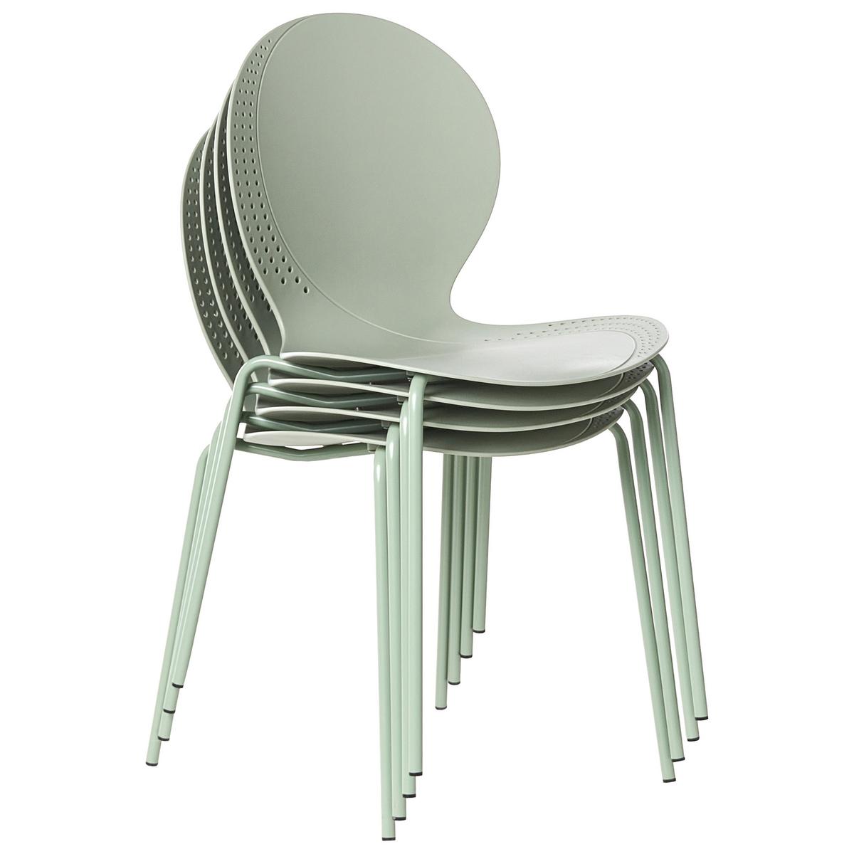 GARTENSTUHL 4er-Set stapelbar Hellgrün Milos - Hellgrün, Kunststoff (45/80/48cm) - Beliani