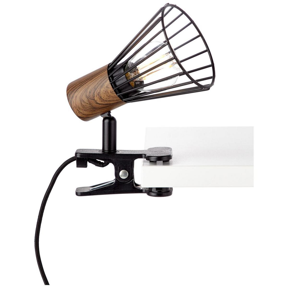 KLEMMLEUCHTE Manama 78101/76 - Schwarz, Holz (16/8.4/15cm) - Brilliant
