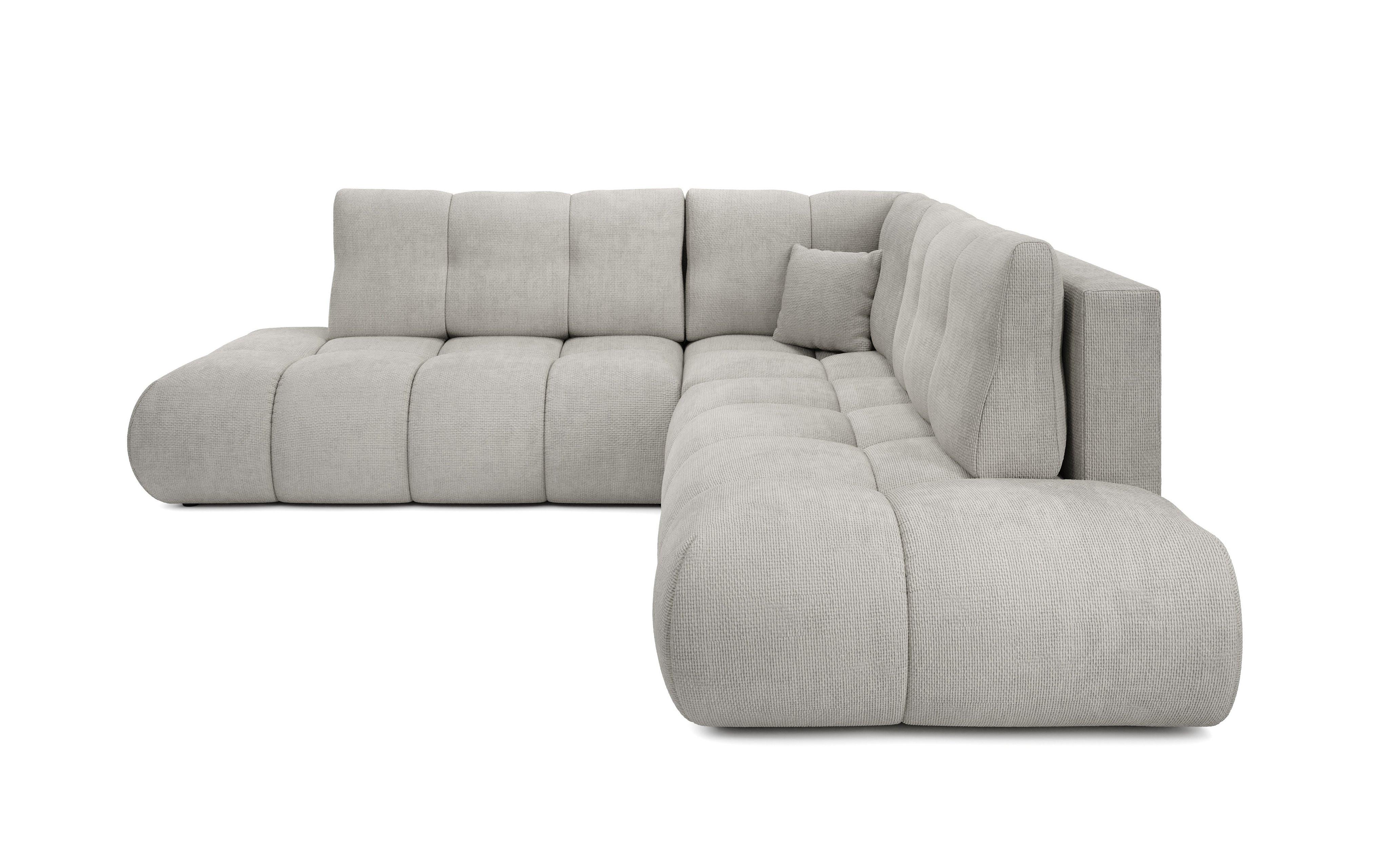 ECKSOFA DUCA II R-S Hellgrau Chenille mit Schlaffunktion - Hellgrau, Holz (266.5/266.5cm) - MASSENO