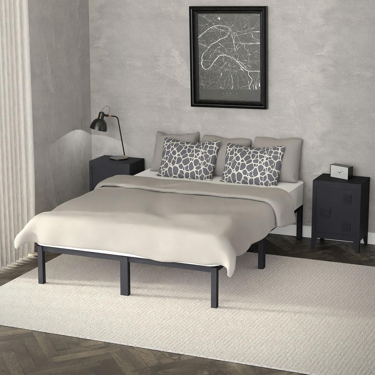 METALLBETT 140x200 cm mit Lattenrost Anthrazit auf Stahlrahmen - Anthrazit, Metall (140/200cm) - ML-DESIGN