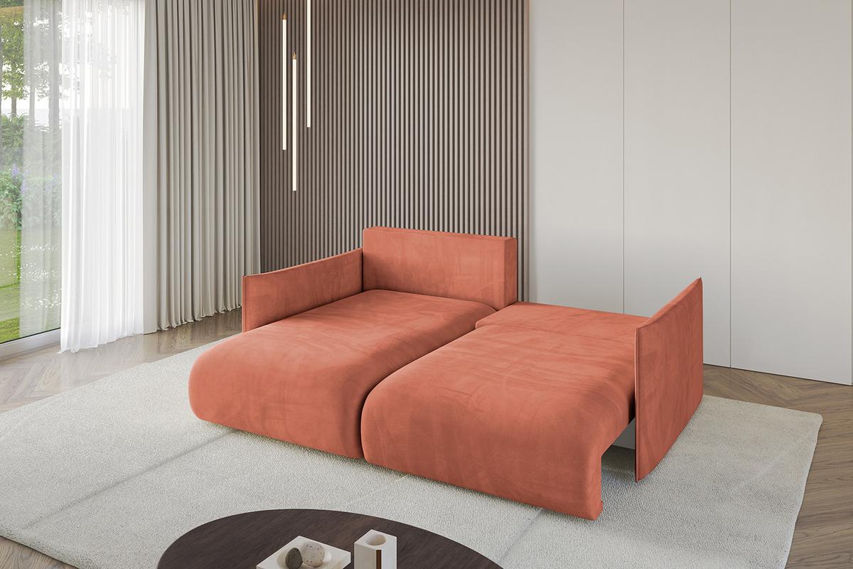ECKSOFA Ottomane links ONESK-L 216x177x72 Apricot Velours - Koralle, Holzwerkstoff/Kunststoff (216/177cm) - ALTDECOR