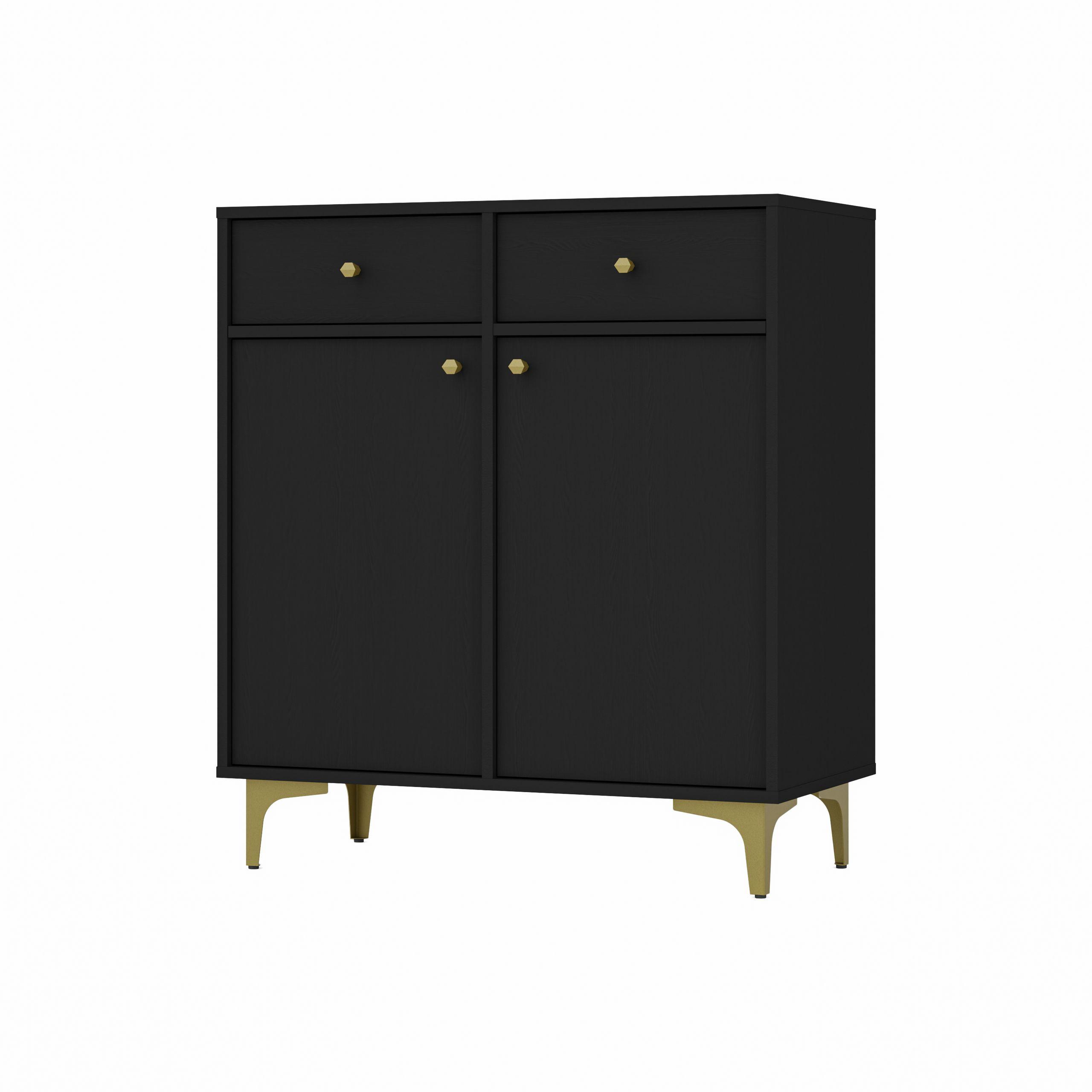 KOMMODE TORINO 84/94/41 cm mit 2 Schubladen 2 Türen Graphitfarben - Graphitfarben, Holzwerkstoff (84/94/41cm) - MASSENO