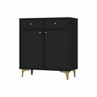 KOMMODE TORINO 84/94/41 cm mit 2 Schubladen 2 Türen Graphitfarben - Graphitfarben, Holzwerkstoff (84/94/41cm) - MASSENO
