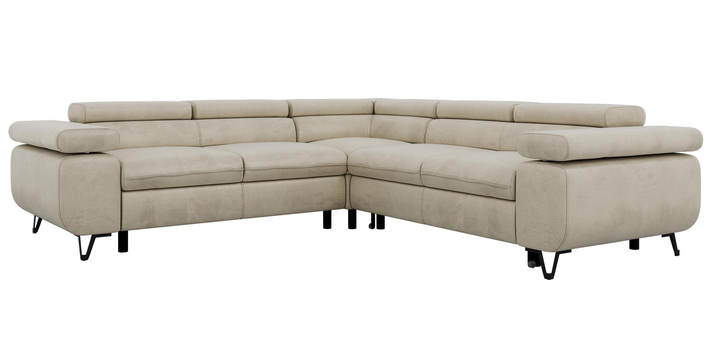 ECKSOFA QUADRO L - Beige Velvet - Links Seite - Beige/Schwarz, Textil/Metall (269/269cm) - MKS