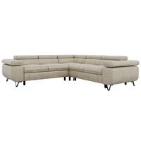 ECKSOFA QUADRO L - Beige Velvet - Links Seite - Beige/Schwarz, Textil/Metall (269/269cm) - MKS