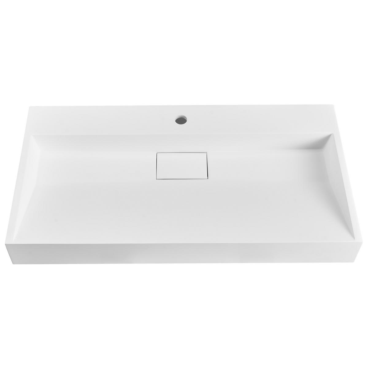 HÄNGEWASCHBECKEN Weiß 90/46 cm Mineralguss Quenko - Weiß, Naturmaterialen (90/12/46cm) - Beliani